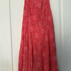 Elegant Coral Lace Dress